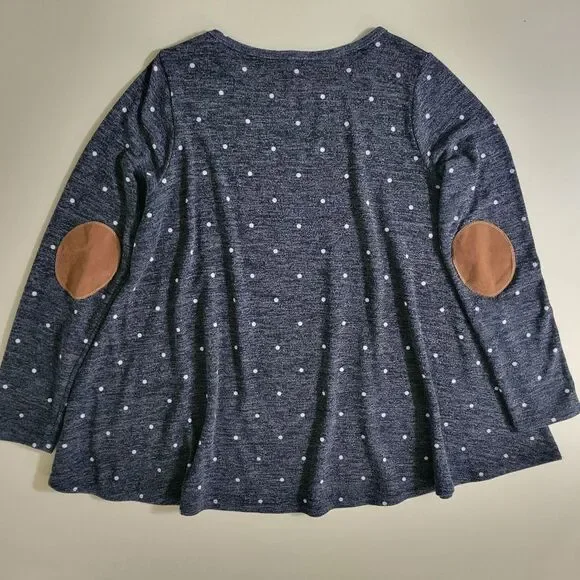 Beeson River Womens Navy Polka Dot Long Sleeve Crew Neck Tunic - Picture 13 of 14